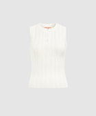 White sleeveless blouse on a light gray background