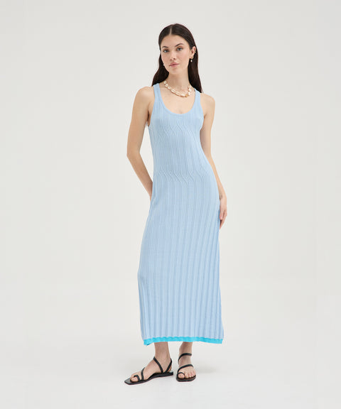 Robe en tricot contrasté