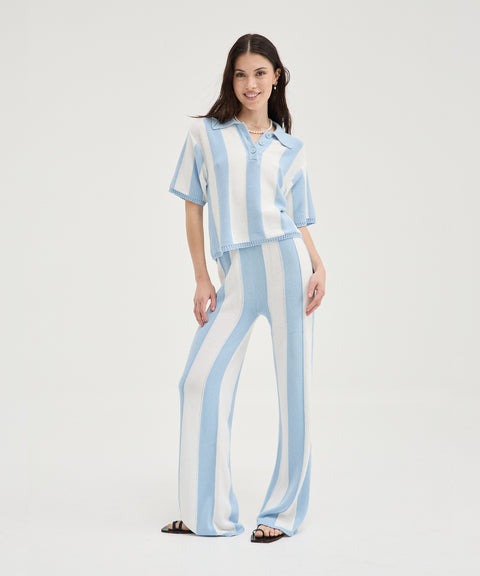 Polo en tricot rayé