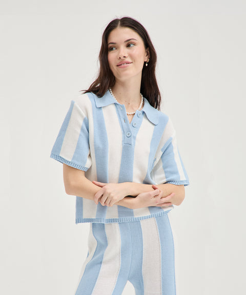 Polo en tricot rayé