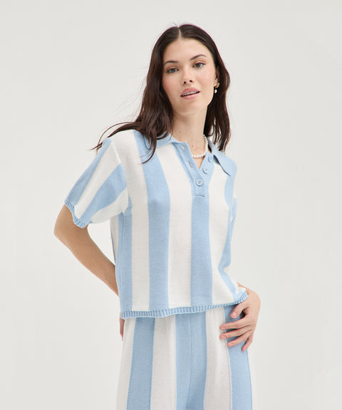 Polo en tricot rayé