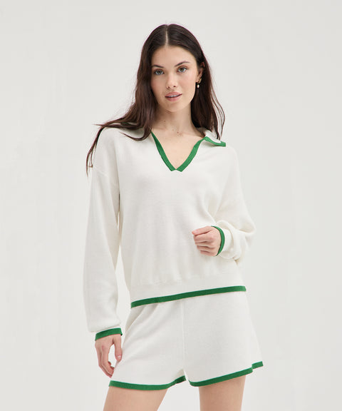 Polo en tricot contrasté