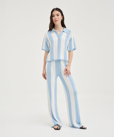 Pantalon en tricot rayé