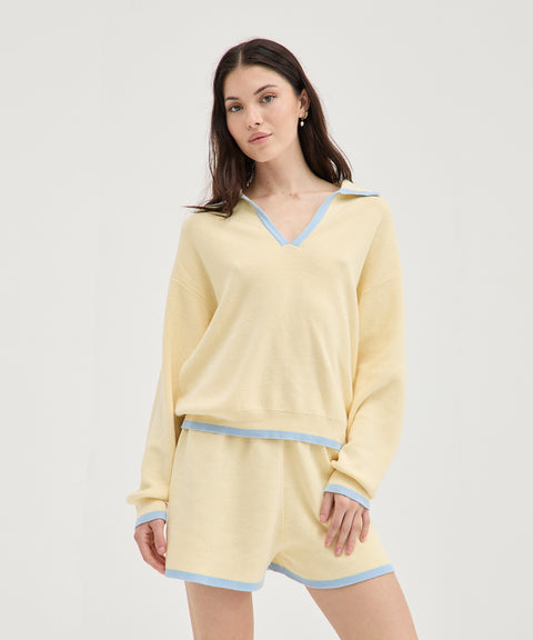 Polo en tricot contrasté